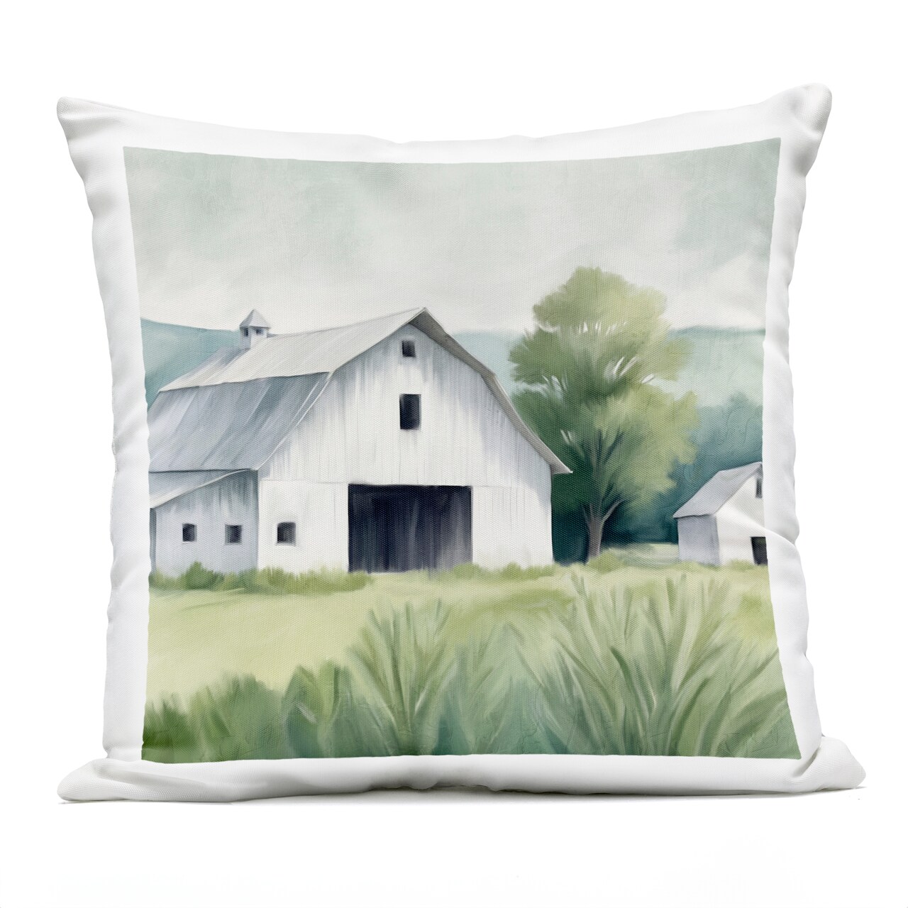Stupell Industries Farm Home White Barn Outdoor Printed Pillow, design by Kim Allen, 18 x 7 x 18